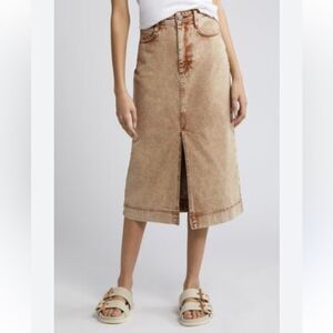 Treasure & Bond Denim Beige Khaki Midi Skirt(Size 26)